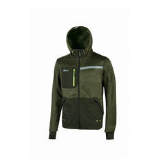 Upower Galaxy Sudadera de Trabajo con Capucha Ajustable - Talla 4XL - Transpirable, Secado Rapido, Bolsillos con Drenaje, Bandas Reflectantes, Proteccion DPI1 - Color Verde Oscuro