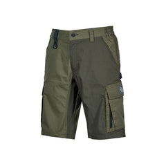 Upower Solaris Bermudas Cargo Funcionales - Talla S - Tejido Ripstop Elastico, Multibolsillos, Detalles Reflectantes, Proteccion Lumbar, Ajuste Seguro - Color Verde Oscuro