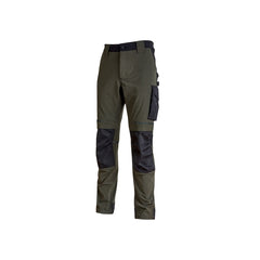Upower Atom Pantalon de Trabajo con Tejido Stretch - Talla M - Resistente y Transpirable, Repelente al Agua, Bolsillos Multifuncionales, Proteccion Lumbar, Protector de Rodilla Certificado - Color Verde Oscuro