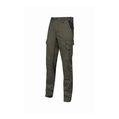 Upower Guapo Pantalones de Trabajo de Algodon Elastico - Talla 5XL - Bolsillos Multifuncionales, Cierre Resistente, Proteccion Lumbar, Rodillas Preformadas, Triple Costura, DPI1 - Color Verde Oscuro