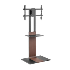 Aisens Soporte de Suelo para TV 37â€-86â€ - Acero Alta Resistencia - Bandeja - Vesa Maximo 600x400mm - Carga Maxima 50Kg - Color Negro/Marron
