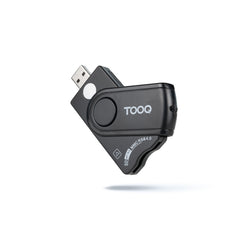 Tooq Lector de Tarjeta Inteligente y DNI + SIM, SD y SF - USB-A - Compatible con DNI 4.0 y Documento de Identidad de Portugal - Color Negro