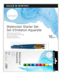 Daler Rowney Simply Pack de 16 Piezas - Acuarelas - Set de Iniciacion - Colores Surtidos