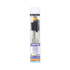 Daler Rowney Graduate Pack de 4 Pinceles para Acuarelas - Pelo Sintetico y de Cabra - Mango Corto