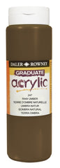 Daler Rowney Graduate Pintura Acrilica - Botella de Plastico - 500ml - Color Sombra Natural
