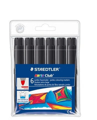 Staedtler Noris Jumbo 340 Pack de 6 Rotuladores Jumbo - Punta de Fibra - Trazo 3mm - Tapa Ventilada - Color Negro