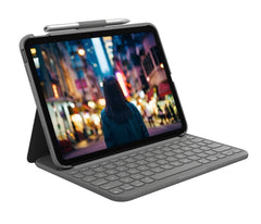 Logitech Slim Folio Funda con Teclado para iPad (Gen 10 y A16) - Hasta 3 AÃ±os de Autonomia - Tejido Resistente al Agua - Color Grafito
