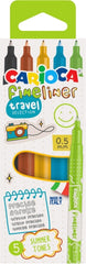 Carioca Fineliner Travel Pack de 5 Rotuladores - Punta Blanca de Acetal 0.5mm - Colores Surtidos