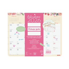 Finocam Design Calendario Imantado - Anual 2026 - Bloc Encolado - 250x6x200mm - Espacio para Escribir - Color Surtidos