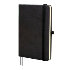 Finocam Minimal Textura Agenda - Anual 2026 - Tapa Dura - Cierre con Goma Elastica - Formato M4 - 124x16x174mm - Semana Vista Horizontal - Color Negro