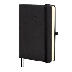 Finocam Minimal Textura Agenda en Catalan - Anual 2026 - Tapa Dura - Cierre con Goma Elastica - Formato M4 - 124x27x174mm - 1 Dia por Pagina - Color Negro