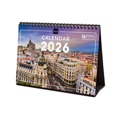 Finocam Calendario de Sobremesa Internacional - Anual 2026 - Imagenes Variadas - 210x70x155mm - Tematica de Madrid