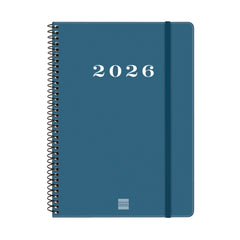 Finocam My Agenda de Espiral en Catalan - Anual 2026 - Tapa Dura Antirayaduras - Formato E10 - 171x9x212mm - Semana Vista Horizontal - Color Azul