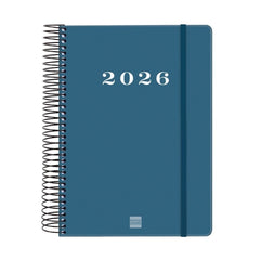 Finocam My Agenda de Espiral - Anual 2026 - Tapa Dura Antirayaduras - Formato E10 - 185x20x212mm - 1 Dia por Pagina - Color Azul