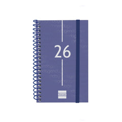 Finocam Year Agenda de Espiral en Catalan - Anual 2026 - Tapa Ligera - Formato E3 - 217x14x297mm - Semana Vista Horizontal - Color Azul
