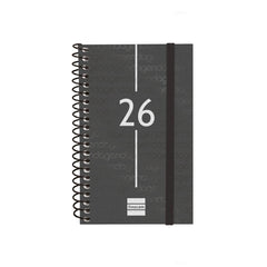 Finocam Year Agenda de Espiral en Catalan - Anual 2026 - Tapa Ligera - Formato E3 - 217x14x297mm - Semana Vista Horizontal - Color Negro