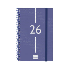 Finocam Year Agenda de Espiral en Catalan - Anual 2026 - Tapa Ligera - Formato E5 - 217x14x297mm - Semana Vista Horizontal - Color Azul