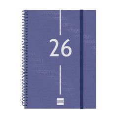 Finocam Year Agenda de Espiral en Catalan - Anual 2026 - Tapa Ligera - Formato E10 - 217x14x297mm - Semana Vista Horizontal - Color Azul