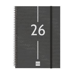 Finocam Year Agenda de Espiral en Catalan - Anual 2026 - Tapa Ligera - Formato E10 - 162x14x212mm - Semana Vista en Vertical - Color Negro