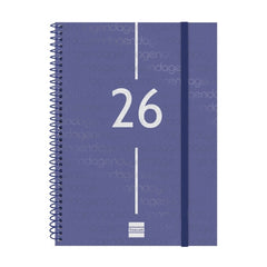 Finocam Year Agenda de Espiral - Tapa Ligera - Formato E10 - 162x14x212mm - Semana Vista en Vertical - Color Azul