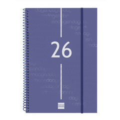 Finocam Year Agenda de Espiral - Anual 2026 - Tapa Ligera - Formato E11 - 172x14x242mm - Semana Vista en Vertical - Color Azul