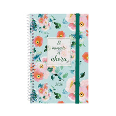 Finocam Design Collection Agenda de Espiral - Anual 2026 - Tapa Ligera - Formato E5 - 124x14x181mm - Semana Vista Horizontal - Tematica de Flores