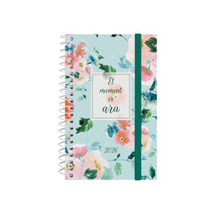 Finocam Design Collection Agenda de Espiral en Catalan - Anual 2026 - Tapa Ligera - Formato E3 - 85x14x127mm - Semana Vista Horizontal - Tematica de Flores