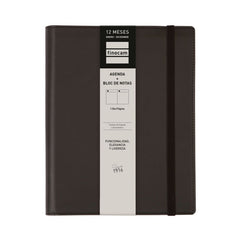 Finocam Duoband Agenda - Anual 2026 - Bloc de Notas - Formato E10 - 176x28x226mm - 1 Dia por Pagina - Color Negro