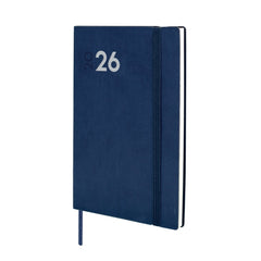 Finocam Dynamic Mara Agenda Profesional en Catalan - Anual 2026 - Tapa Blanda - Cierre con Goma Elastica - Formato Y4 - 124x11x174mm - Semana Vista en Vertical - Color Azul