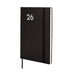 Finocam Dynamic Mara Agenda Profesional en Catalan - Anual 2026 - Tapa Blanda - Cierre con Goma Elastica - Formato Y4 - 124x11x174mm - Semana Vista en Vertical - Color Negro