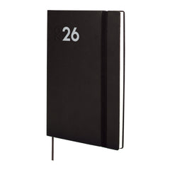 Finocam Dynamic Mara Agenda Profesional en Catalan - Anual 2026 - Tapa Blanda - Cierre con Goma Elastica - Formato Y10 - 144x11x208mm - Semana Vista en Vertical - Color Negro