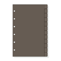 Finocam C361 Indice Alfabetico para Agendas Classic - 12 Solapas - Formato 603 - 86x127x3mm - PVC - Color Marron