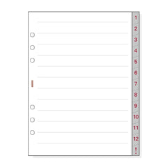 Finocam R1072 Separadores Numerados para Agendas Open - 13 Solapas - Formato 1000 - 166x2x215mm - Papel - Color Blanco