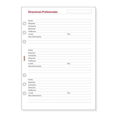 Finocam R1051C Recambio Direcciones Profesionales para Agendas Open en Catalan - Formato 1000 - 155x5x215mm - Color Blanco