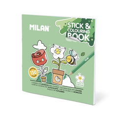 Milan Green and Grow Cuaderno para Colorear - con Adhesivos - 140g - 21x21cm - Colores Surtidos