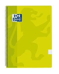 Oxford School Classic Cuaderno Espiral Tamaño Folio Cuadricula 4x4mm - 80 Hojas - Tapa de Plastico - Color Lima