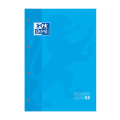 Oxford School Classic Recambio Encolado A4 80 Hojas Cuadricula 5x5 - Recuadro del Color de la Tapa - Tapa Color Turquesa