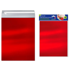 Bismark Pack de 4 Sobres Metalizados - Medidas 324x254mm - Cierre Autoadhesivo - Ideal para Regalos - Color Rojo Metalizado