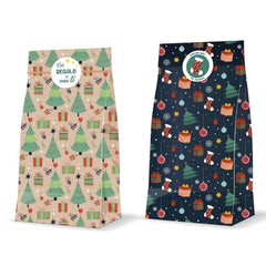 Bismark Pack de 3 Sobres Papel Kraft 60grs con 3 Pegatinas para Cierre - Medidas 20x42x8cm - Ideal para Regalos - 2 DiseÃ±os NavideÃ±os Aleatorios