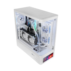 Mars Gaming MC-LCDPRO Caja Torre ATX - Pantalla IPS de 7.2â€ Personalizable - Cristal Templado Frontal y Lateral - Doble Camara - 7 Ranuras de Expansion - 460x482x210mm - Color Blanco