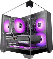 Mars Gaming MC-VISIONM Minitorre Ultracompacta - Soporte para Refrigeracion Liquida hasta 240mm - Triple Cristal Templado - Soporte MicroATX/Mini-ITX - 5 Ranuras de Expansion - 350x277x329mm - Color Negro
