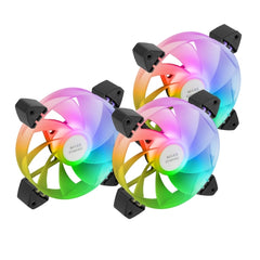 Mars Gaming MF-3AR Pack de 3 Ventiladores de 120mm FDB - Iluminacion ARGB 360Âº - Aspas Invertidas - Silencioso 14dB - Color Negro