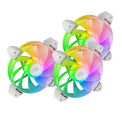 Mars Gaming MF-3AR Pack de 3 Ventiladores de 120mm FDB - Iluminacion ARGB 360Âº - Aspas Invertidas - Silencioso 14dB - Color Blanco