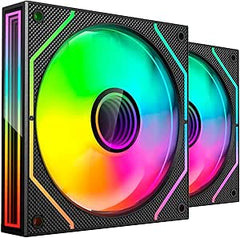 Mars Gaming MF-3DPROX2 Pack de 2 Ventiladores de 120mm - Iluminacion ARGB Infinity Mirror 360Âº - Silencioso 12dB - Control PWM - Color Negro