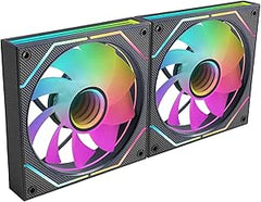 Mars Gaming MF-3DPROX2R Pack de 2 Ventiladores de 120mm - Iluminacion ARGB Infinity Mirror 360Âº - Silencioso 12dB - Control PWM - Color Negro