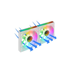 Mars Gaming MF-3DPROX2R Pack de 2 Ventiladores de 120mm - Iluminacion ARGB Infinity Mirror 360Âº - Silencioso 12dB - Control PWM - Color Blanco