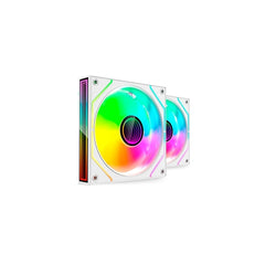 Mars Gaming MF-3DPROX2 Pack de 2 Ventiladores de 120mm - Iluminacion ARGB Infinity Mirror 360Âº - Silencioso 12dB - Control PWM - Color Blanco