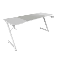 Mars Gaming MGD-X160 Mesa Gaming - Soportes Auriculares y Bebidas - Alfombrilla XXL - Estructura Acero - 160x60x1.5cm - Acabado en Fibra de Carbono - Color Blanco