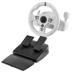 Mars Gaming MWH-RSXONE Juego de Volante 270Âº y Pedales de Carreras XL - Respuesta Instantanea - Vibracion Inmersiva - Levas y Palanca Secuencial Integrada - 11 Botones - DPad - 260x275x240mm - Color Blanco