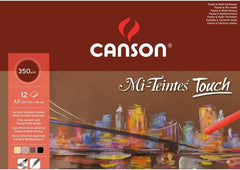 Canson Mi-Teintes Touch Bloc con 12 Hojas 350 g/mÂ² - TamaÃ±o 29.7 x 42cm - Superficie Microabrasiva Finamente Texturizada - Certificado FSC - Colores Surtidos
